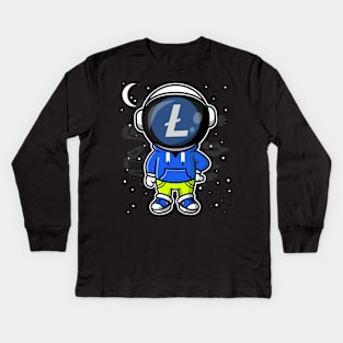 Hiphop Astronaut Litecoin Lite Coin LTC To The Moon Crypto Token Cryptocurrency Wallet Birthday Gift For Men Women Kids Kids Long Sleeve T-Shirt